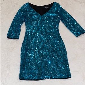 Sequined Teal Dress